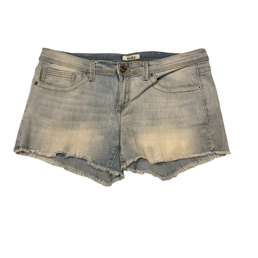 Mudd Light Blue Jean Shorts with Frayed Hem